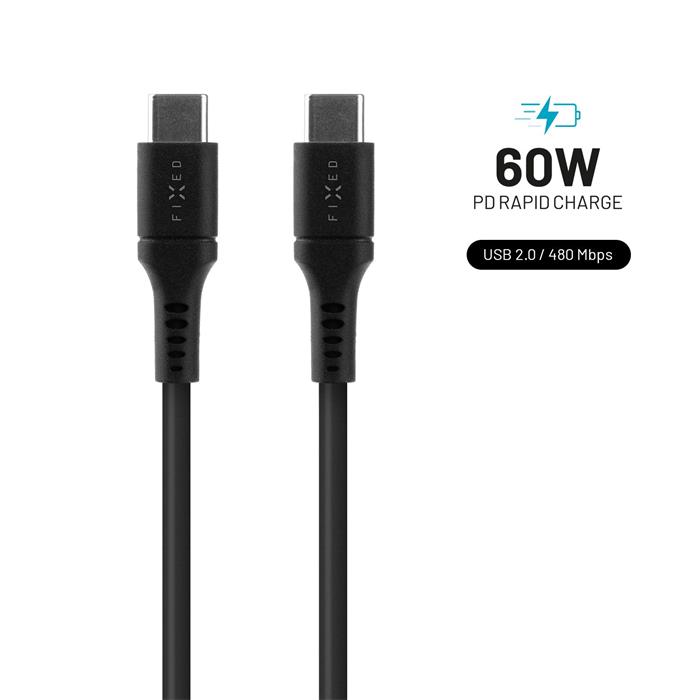 Fixed Liquid USB 2.0 kabel USB-C/USB-C, PD 60W, 1.2m, černý