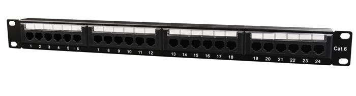 Gembird 24-port cat6 panel 19", 1U s cable management