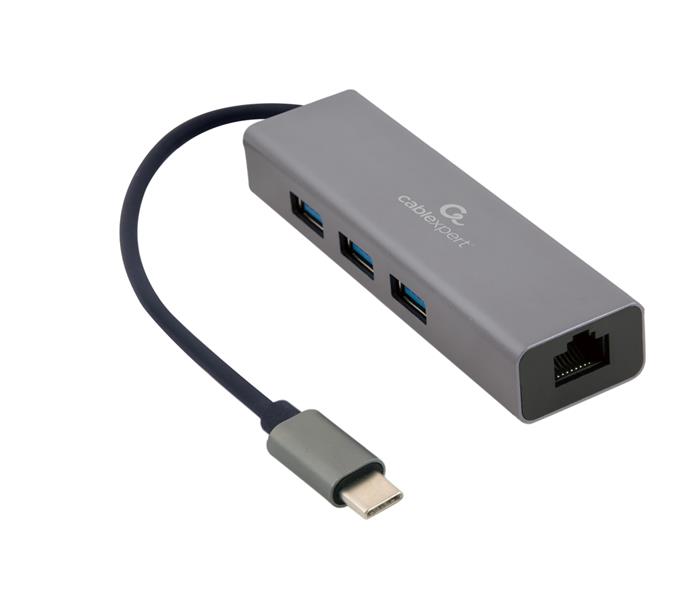 Gembird USB-C GBit adapter + 3x USB 3.0