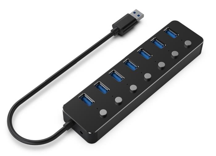 Gembird USB hub 7-port USB 3.1 (Gen 1) hub s vypínači