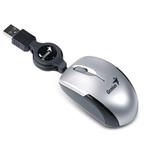 Genius Micro Traveler V2, optická myš, 1200dpi, naviják, USB, stříbrná