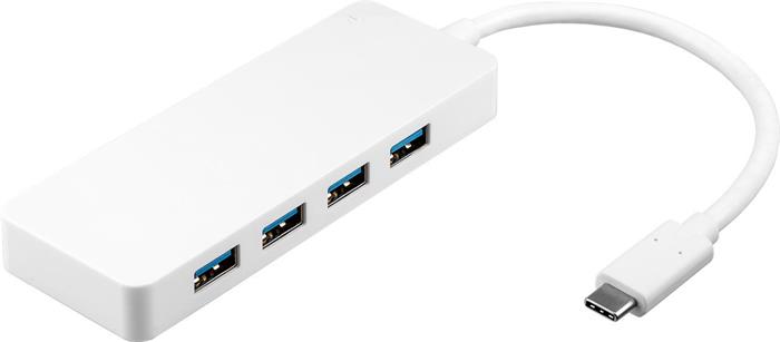 Goobay 4-portový USB 3.0 hub, USB-C, 4x USB-A, bílý