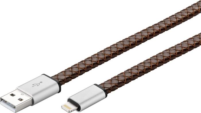 Goobay kožený propojovací lightning kabel, 1m