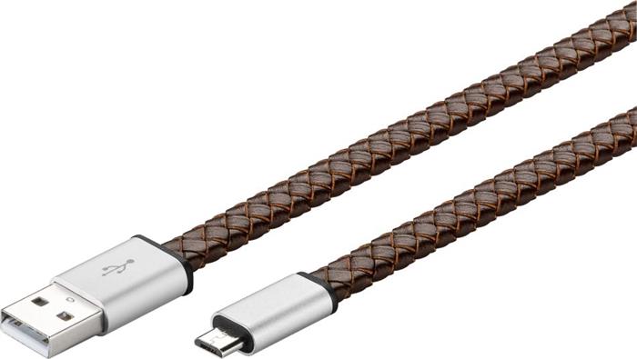 Goobay kožený propojovací micro USB 2.0 kabel, 1m