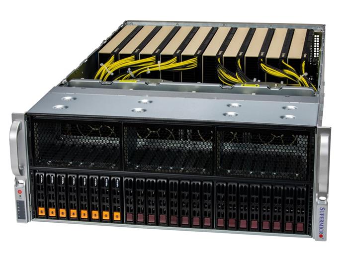 GPU Server 421GE-TNRT 4U 2S-E(350W), 10GPU(PCI-E16g5,2root,350W), AIOM,8NVMe5&8SATA&8SFF, IPMI,32DDR5,rPS (80+TIT)