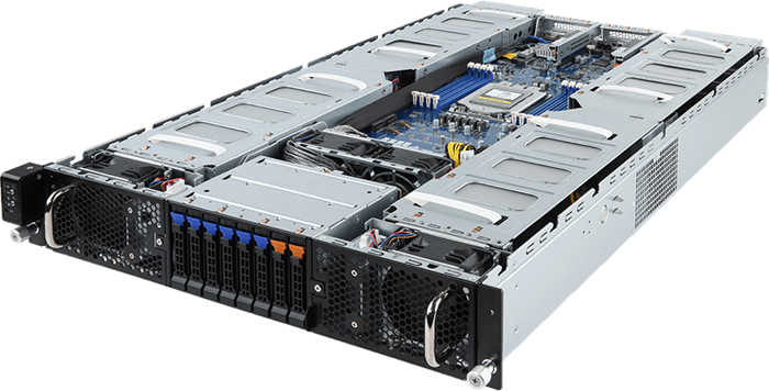 GPU Server G292-Z22 2U S-SP3(240W), 8GPU(E16g3),2PCI-E16(g4)LP, 2×10GbE(SFP+),8SFF,2M.2, IPMI, 8DDR4, 2+0 (80+PLAT)