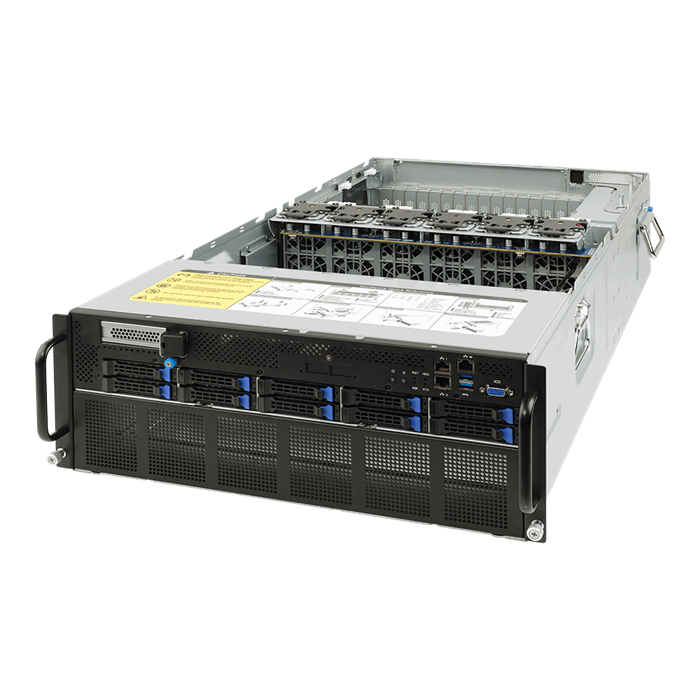 GPU server G482-Z51 4U 2S-SP3(240W), 2×10GbE-T, 10SFF, M.2, 8GPU(g4,2root), 32DDR4-3200, IPMI, rPS (80+PLAT)