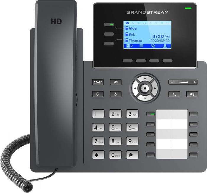 Grandstream GRP2604 SIP telefon, 2,48" LCD podsv. displej, 6 SIP účty,10BLF tl., 2x1Gbit porty