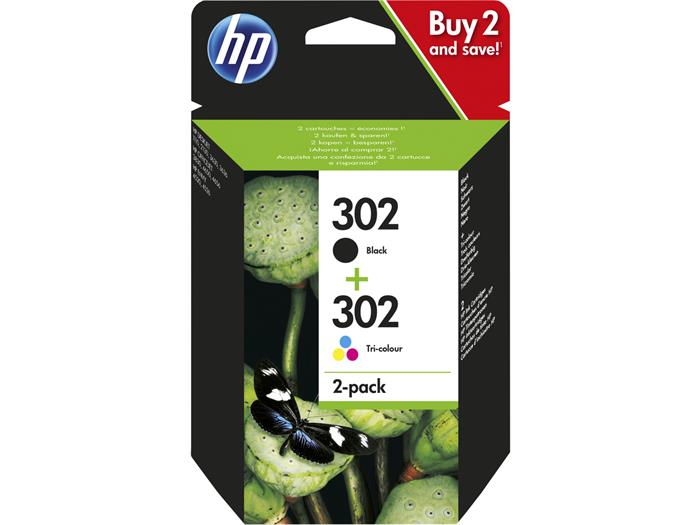 HP 302 combo pack, černá + barevná inkoustová cartridge, X4D37AE