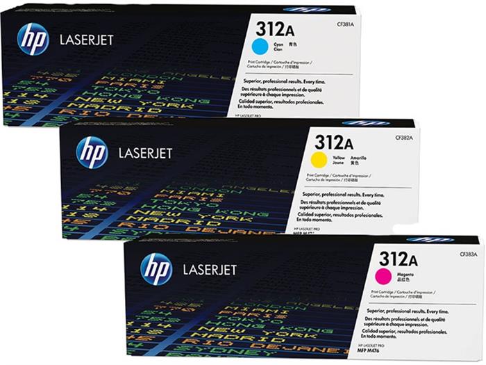 HP 312A trojbalení - azurový + purpurový + žlutý toner, CF440AM