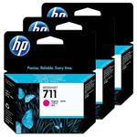 HP 711, trojbalení inkoustových cartridgí, purpurová 3x29ml, CZ135A