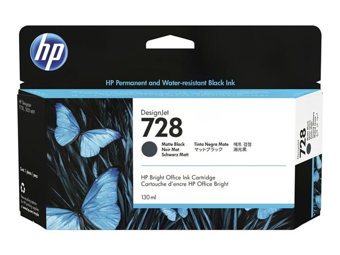 HP 728 inkoustová cartridge, matná černá, 130ml