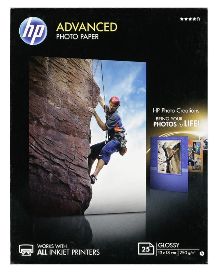 HP Advanced Glossy Photo Paper, 13x18cm, lesklý, 250g, 25 listů