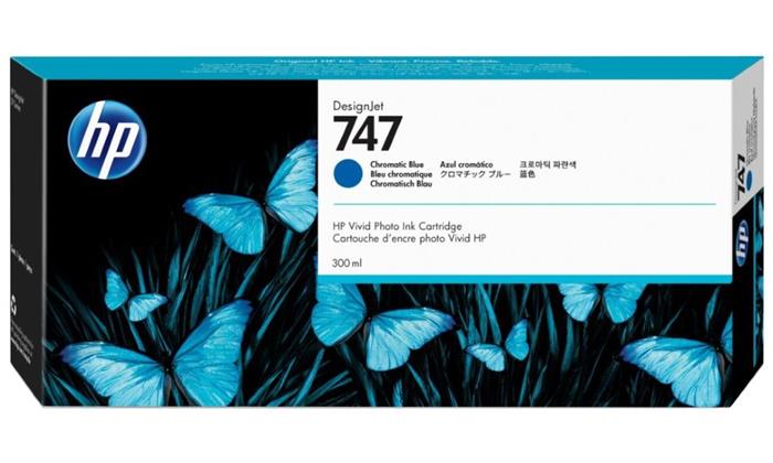 HP inkoustová kazeta P2V85A, HP 747, chromatická modrá, 300ml