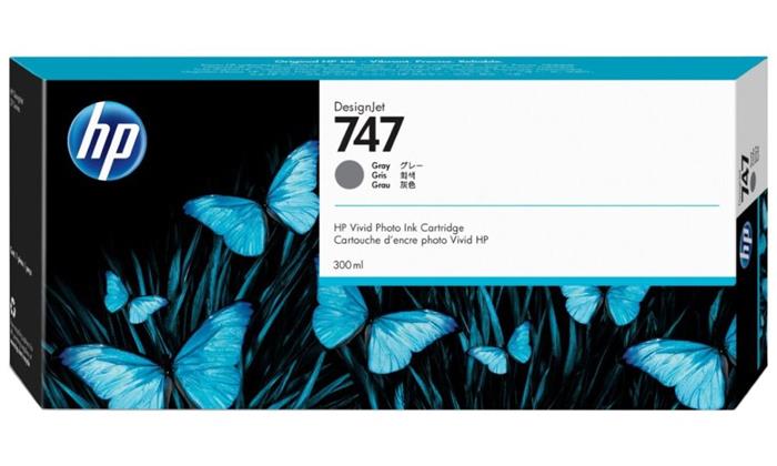 HP inkoustová kazeta P2V86A, HP 747, šedá, 300ml