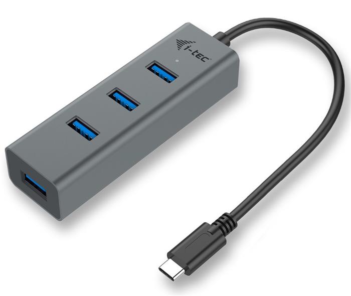 i-tec HUB 3.0 hub, 4 porty, USB-C, šedý