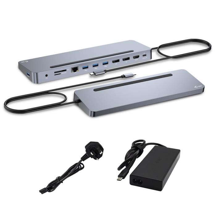 I-tec USB-C Metal Ergonomic 3x 4K Display Docking Station with Power Delivery 100 W + i-tec Universal Charger 100 W