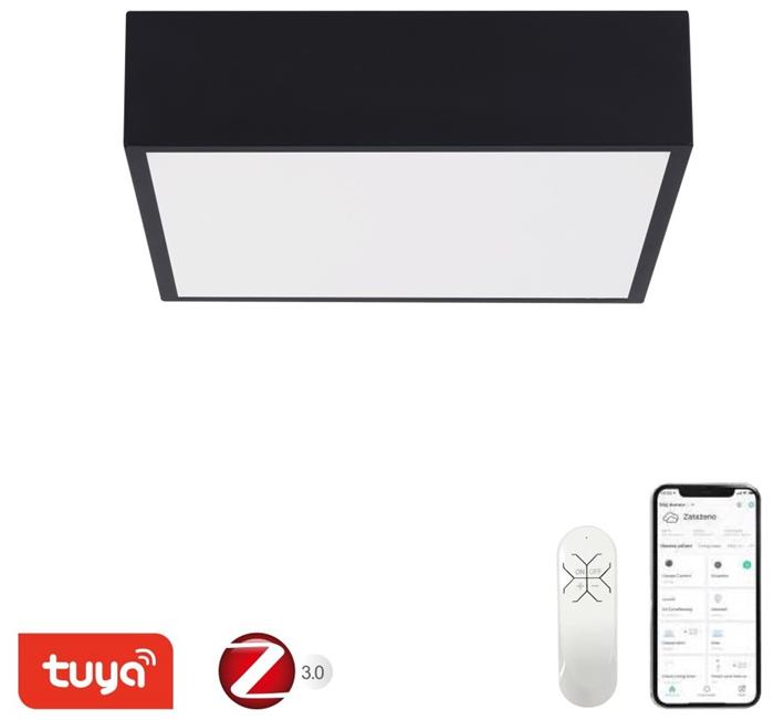 IMMAX NEO CANTO SLIM Smart stropní svítidlo 28x28cm 22W 1610lm černé Zigbee 3.0, TUYA