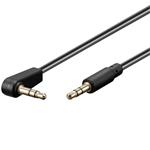 Kabel jack 3.5M - jack 3.5M, lomený konektor 90°, 0,5m, černý