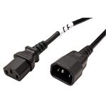Kabel síťový prodlužovací, IEC320 C14 - C13,  10m, černý