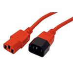 Kabel síťový prodlužovací IEC320 C14 - IEC320 C13, 1,8m, červený