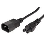 Kabel síťový prodlužovací k notebooku, IEC320 C14 - C5 (trojlístek), 1m, černý