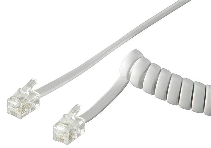 Kabel telefonní RJ10, bílý, 30cm - 2m, kroucený