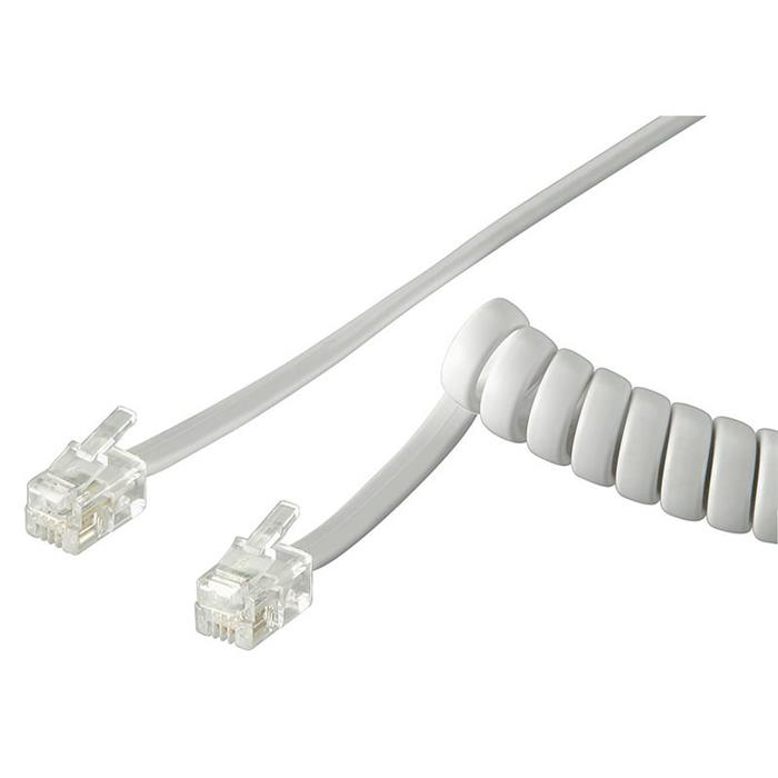 Kabel telefonní RJ10, bílý, 60cm - 4m, kroucený