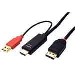 Kabelový převodník HDMI -> DisplayPort kabel, 4K@30Hz, 3m, napájení z USB