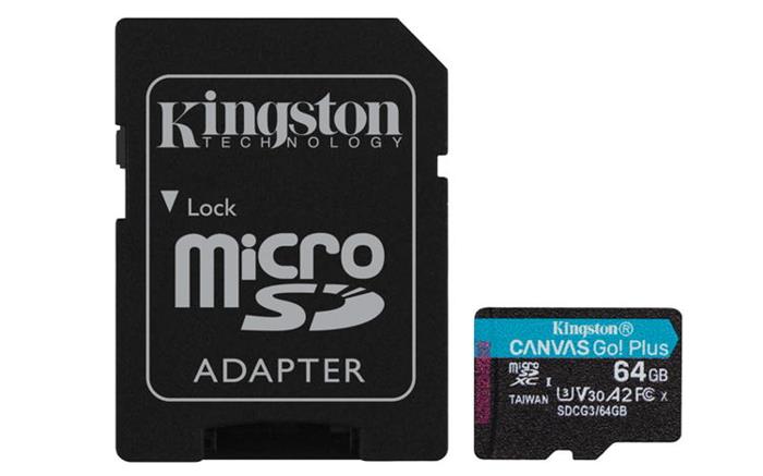 Kingston Canvas Go! Plus 64GB microSDXC karta, UHS-I V30 A2, 170R/100W + adaptér