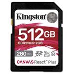 Kingston Canvas React Plus V60 512GB SDXC karta, UHS-II U3 V60, 280R/150W