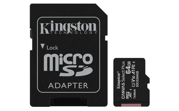 Kingston Canvas Select Plus 64GB microSDXC karta, UHS-I U1, A1 + adaptér