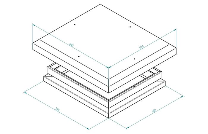 Kryt ventilační jednotky IP5X, montáž na redukci RAL7035