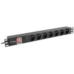 LANBERG PDU-07E-0200-BK, Přepěťová ochrana 7x 230V, 1U, 19", 2m