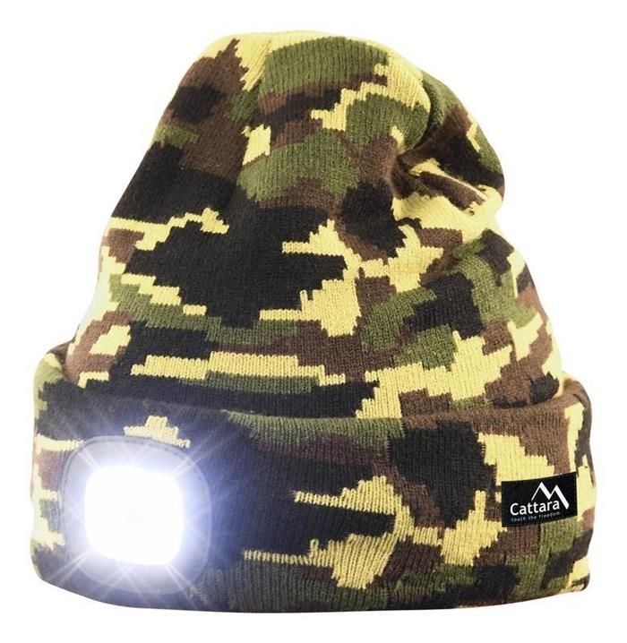 LED čelovka Cattara čepice ARMY s LED svítilnou USB nabíjení