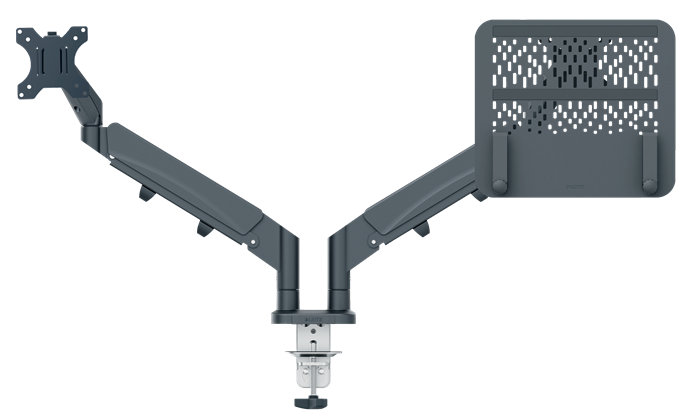 LEITZ Duální prostorově úsporné rameno pro monitor a laptop ERGO tmv. šedé