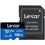 Lexar paměťová karta 128GB High-Performance 633x microSDXC™ UHS-I (čtení/zápis:100/45MB/s) C10 A1 V30 U + adaptér