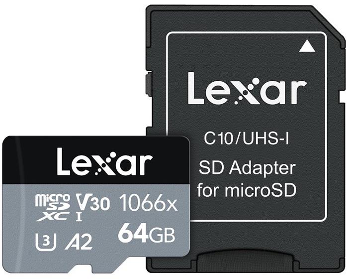 Lexar paměťová karta 64GB High-Performance 1066x microSDXC™ UHS-I, (čtení/zápis:160/70MB/s) C10 A2 V30 U3