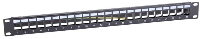 Masterlan patch panel 19", 24xRJ45, 1U, prázdný, zemněný