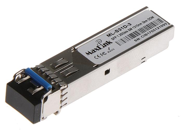 MaxLink 1.25G SFP optický modul, SM, 1310nm, 3km, 2x LC konektor, DDM, Cisco compatible