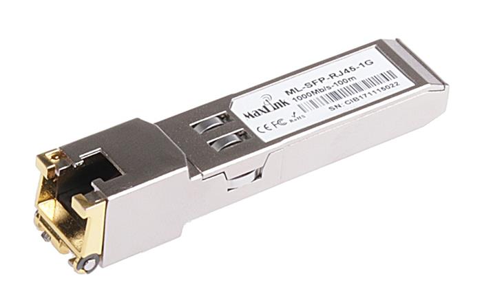 MaxLink SFP 10/100/1000M metalický modul, RJ-45, 100m, 1Gbps, Cisco comp.