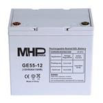 MHPower GE55-12, Gelový akumulátor 12V/55Ah, Terminál T1 - M6, Deep Cycle