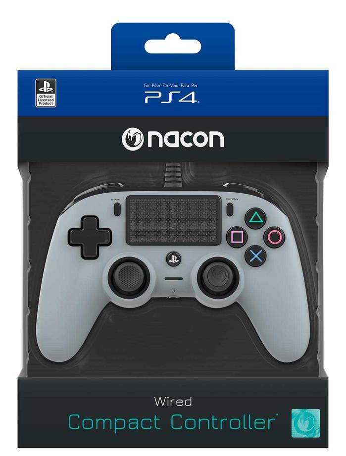 Nacon Wired Compact Controller - ovladač pro PlayStation 4 - šedý