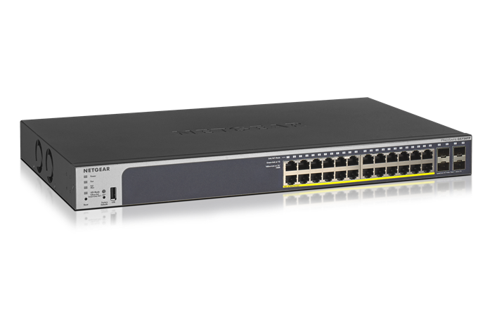 NETGEAR 24-Port Gigabit PoE+ (190W) SmartManaged Pro Switch with 4 SFP Ports