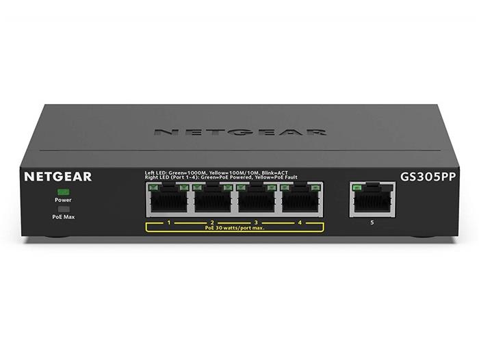 Netgear 5Port Switch 10/100/1000 GS305PP, PoE 83W