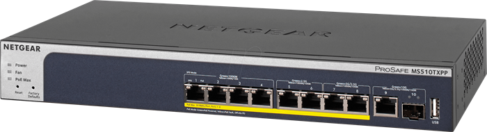 NETGEAR 8-Port PoE+ Multi-Gigabit Smart Managed Pro Switch with 10G Copper/Fiber Uplinks, MS510TXPP