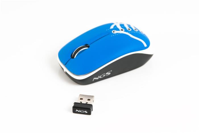 NGS BlueSneakerWireless, bezdrátová mini myš, 800dpi, nano USB, modrá