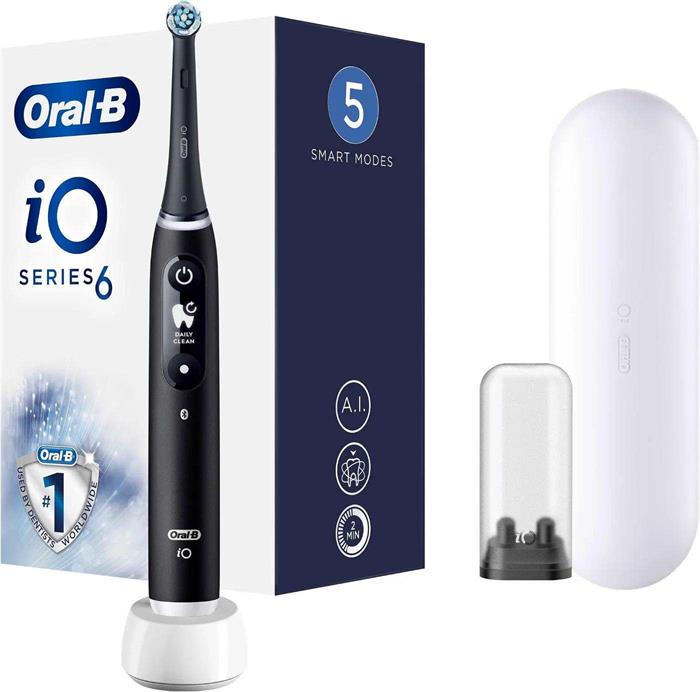 Oral-B iO6 elektrický zubní kartáček, magnetický, 5 režimů, displej, umělá inteligence, časovač, černý