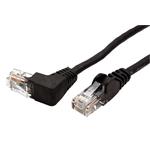 Patch kabel UTP RJ45-RJ45 level 5e 1 lomený konektor (90°), černý, 3m