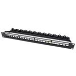 Patchpanel pro keystone 19", stíněný, 24 portů, neosazený, černý